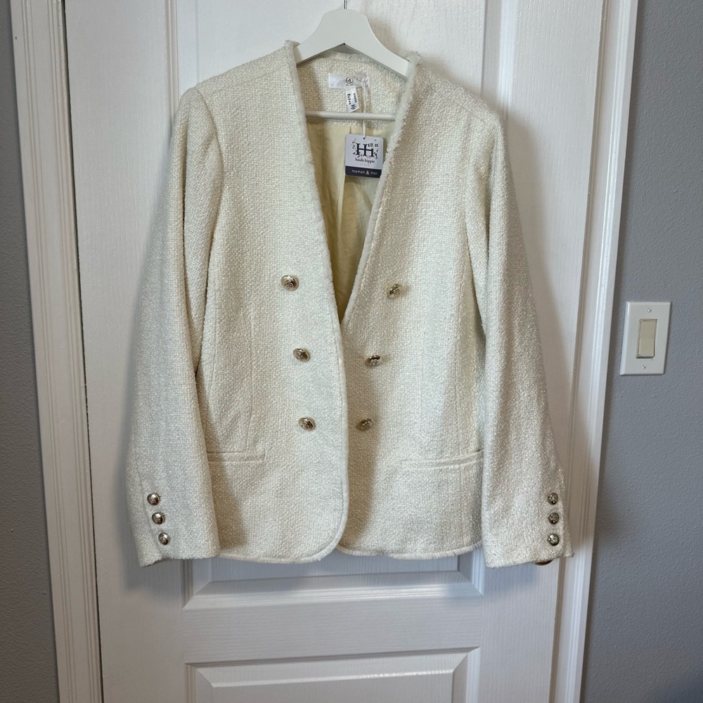 Haute Hippie Cream Tailored Blazer